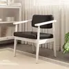Silla de Comedor Tapizada de Madera Maciza Nórdica Silla Casual Japonesa con Reposabrazos y Respaldo Silla de Escritorio Silla de Maquillaje Silla para Tienda de Té con Leche