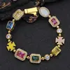 Pulseras de Joyería de Piedras Preciosas Coloridas Hip-Hop Transfronterizas Europeas y Americanas Accesorios de Joyería para Mujer Zirconia de Alta Gama Pulseras para Hombre Venta al por Mayor
