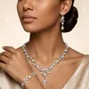 Venta directa de fábrica de collares y pendientes de boda de aleación con pedrería, joyería nupcial para bodas y joyería para mujer para banquetes