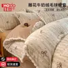 Juego de Ropa de Cama de Terciopelo de Leche Tallado de Invierno de Cuatro Piezas Funda de Edredón Gruesa Cálida de Terciopelo Coral Juego de Sábanas para el Hogar de Tres Piezas