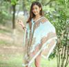 Bufanda de Verano Retro Estilo K Flor de Anacardo Playa Versátil Botón Bufanda de Seda para Mujer Chifón Protección Solar para Ciclismo Chal Venta al por Mayor