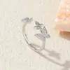 Anillo de Lazo de Diamante Completo Estilo Coreano Más Vendido Chapado en Cobre Dorado Micro Zirconia Lujo Ligero Elegante Gama Alta Anillo Abierto para Mujeres