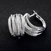 Hebilla de Oreja Geométrica de Línea Cao Shi para Mujer Pendientes de Diamante Cruzado Multicapa Diseño de Moda Pendientes de Tendencia