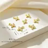 Cobre folheado a ouro 18K com forte retenção de cor, pingente de trevo de quatro folhas com zircônia microincrustada, bola redonda, materiais para acessórios de pulseira, colar, brinco DIY