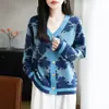 Lana finamente hilada, hipoalergénica y cómoda, bloques de color vintage, clásica y duradera, cuello en V, adelgazante, de manga larga, chaqueta casual y relajada para primavera y otoño
