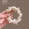 Elástico para el Cabello Elegante Francés de Perlas de Alta Elasticidad para Mujeres Portaponytails de Temperamento de Lujo Ligero Banda de Goma Versátil Nueva Flor para el Cabello Accesorios para el Cabello