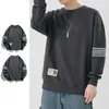 Sudadera para hombre, nuevo estilo primavera y otoño, cuello redondo, corte holgado, engrosada, top tipo jersey sin capucha, chaqueta de manga larga para hombre, versátil