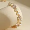 Pulseira Vintage Estilo Francês com Cristal Roxo e Pérola de Imitação para Mulheres, Design de Nicho Ins de Luxo Leve, Presente para Melhor Amiga