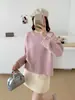 Suéter pullover redondo estiloso com contas para mulheres, nova coleção outono/inverno 2026, macio e confortável, caimento solto, peça de tricô versátil, moderno