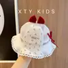 Sombrero de Pescador para Bebé Estilo Coreano Verano Malla Transpirable Lindo Cereza Niña Pequeña Viaje Protector Solar para Bebé Recién Nacido Sombrero Tipo Cubeta