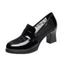 Zapatos de Malla Negra Transpirables de Tacón Alto para Mujer 2026 Verano y Otoño Calados de Cuero Genuino Suave Zapatos de Salón Tacón Medio Cuero Suave Suela Suave Tacón Grueso