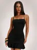 Vestido Camisola Estilo Chica Popular Transfronterizo Amazon 2026 para Mujer, Cintura Plisada Adelgazante Dobladillo con Volantes Bodycon Corto