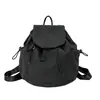 Mochila de Lona Casual Literária Japonesa ins Moda Cordão Plissada Bolsa Escolar Celebridade da Internet Nylon Mochila de Grande Capacidade