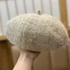 Nuevo Boina de Punto Maillard para Mujer, Otoño e Invierno, Adelgazante de Rostro, Circunferencia de Cabeza Grande, Cálido y Versátil Sombrero Pintor Nube