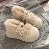 Sapatos Peludos Confortáveis Estilo Francês Estilo Academia Versáteis Sapatos de Algodão Estilo Japonês Casuais Mary Jane Outono e Inverno Sapatos de Solado Grosso para o Dia a Dia