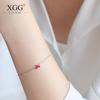 Pulseira Coração Vermelho de Prata Esterlina S925 Pulseira da Moda Estilo Europeu e Americano Simples Estilo Japonês e Coreano Pulseira para Melhor Amiga Estudante Fresca Elegante