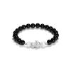 Pulsera de Cuentas para Pareja Pixiu de Plata S999 con Polvo de Obsidiana Natural Cristalina Pulsera de Plata Dorada para Mujer Bestia Devoradora Regalo de San Valentín