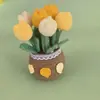 Vasos de Flores de Tulipa e Girassol Crochê à Mão com Fio Acabado Transfronteiriço, Presentes Criativos, Itens de Decoração para Casa