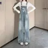 Overol de Mezclilla Azul Estilo Americano para Mujer Primavera Verano 2026 Nuevo Lazo Cintura Alta Elegante Holgado Casual Pantalones de Pierna Ancha