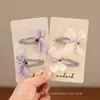 Pinza para el pelo BB con lazo plateado estilo coreano, dulce y genial, versátil para niños, pinza para el pelo lateral de niña, al por mayor