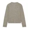 Ropa de Mujer Transfronteriza 2026 Moda Europea y Americana Versátil Casual Bloques de Color Patchwork Ribeteado Prendas de Punto Chaqueta Mujer E490810