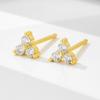Pendientes de plata de ley S925 con diamantes, elegantes, ligeros, de lujo, con microincrustaciones de flores y circonitas geométricas, transfronterizos europeos y americanos.