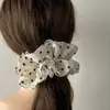 Scrunchie de Renda Bege Novo de Verão Camada Dupla Laço de Cabelo Simples de Coração com Bolinhas Alta Elasticidade Laço de Cabelo Versátil
