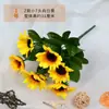 Buquê de Girassóis de Seda Artificial, Girassóis Falsos para Decoração de Sala de Estar, 5-7 Cabeças de Flores Grandes Girassóis