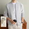 Suéter cárdigan de punto para hombre estilo 'old money' yingao, cuello de béisbol, otoño e invierno, nuevo, con cremallera, informal transfronterizo, chaqueta para hombre