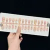 Nuevas Tiras de Uñas Portátiles al por Mayor Cortas Redondas Estilo Coreano Coloridas Lunares Rosa Nude Uñas Lindas Femeninas