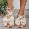 Sandalias de Tela para Mujer, Nuevo Estilo de Verano, Sandalias Planas con Nudo de Lazo de Suela Blanda, Ropa Exterior a la Moda, Sandalias Dulces