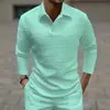 AliExpress Amazon Verão Transfronteiriço Nova Camisa Masculina Cor Sólida Manga Longa Moda Casual Roupas Masculinas Impressão Digital