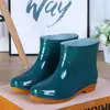 Protección Laboral Calzado de Agua de Tubo Corto al por Mayor para Mujer Zapatos Impermeables Antideslizantes de Caña Baja Zapatos para Trabajo en Cocina Botas de Lluvia Engrosadas Botas de Agua Calientes para Adultos