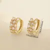 Pendientes de Zirconia de Doble Fila de Moda Transfronterizos Europeos y Americanos para Mujer, Pendientes de Botón de Círculo Simple, Accesorios para Orejas de Nicho
