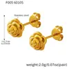 Brincos de Tarraxa de Luxo Floral de Nicho Inspirados em Hong Kong no Estilo Francês, Aço Inoxidável Banhado a Ouro 18K, Estilo Versátil da Moda Transfronteiriça