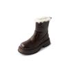 Cálido Piel de Cordero Piel de Vacuno Nieve Chelsea 2024 Invierno Suela Gruesa Tacón Medio Grueso Cuero Cálido Mao Botines Cortos para Mujer