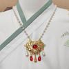 Hanfu Ping An Lock Acessórios Saia com cara de cavalo Nova Etnia Chinesa Cheongsam Grinaldas Colar Antigo Colar Jóias