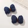Tela Fresca Estilo Denim Rellena de Algodón Rayas de Puntos Lazo Relleno de Algodón Accesorios para el Cabello DIY Pasador Accesorios para Ropa