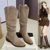 Botas de Mujer Botas Largas 2026 Estilo Nuevo Botas Adelgazantes Botas Largas Moldeadoras de Pierna Color Marrón Combinan Bien con Faldas Estilo Wasteland Botas de Plataforma