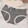 Roupa íntima feminina de algodão puro com estampa de desenho animado, cintura média, borda de renda, listrada, bolinhas, estilo coreano, moda, menina, estudante, short triângulo