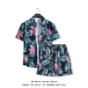 Conjunto de camisa floral de manga corta y shorts para hombre, atuendo casual y elegante de dos piezas para vacaciones en la playa junto al mar, top holgado