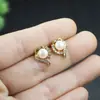 Aretes de Perlas de Agua Dulce para Mujer, Aretes Cola de Fénix de Pareja que Giran la Fortuna, Aretes de Cobre Chapado en Oro Imitación con Perlas de Agua Dulce