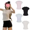 Camiseta de Manga Corta con Adorno de Encaje Floral Estilo Europeo y Americano Kim Kardashian Nueva en Stock