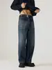Pantalones Vaqueros para Hombre Fengshe Clanfit2026 Otoño Retro Lavado Desgastado Rectos Sueltos Multibolsillos para Hombre