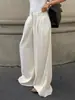Nuevos pantalones satinados de pierna ancha de cintura alta, estilo commuter otoño e invierno, con caída hasta el suelo, pantalones largos versátiles para los mercados transfronterizos europeos y americanos