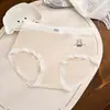 Calcinha Feminina 10A de Algodão de Fibra Longa, Respirável, Cintura Média, com Forro de Seda, Simples e Confortável, Amiga da Pele, Design de Urso