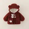 W328 Chaqueta de Terciopelo Rosa de Moda para Niñas Ropa de Invierno para Bebés Ropa Infantil Estilo Coreano Elegante Acolchada con Capucha Ropa de Invierno para Niños