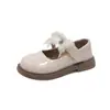 Zapatos Mary Jane de Cuero para Niñas, Zapatos de Princesa de Suela Blanda para Primavera y Otoño, Zapatos Blancos y Negros con Lazo para Actuaciones Escolares Infantiles