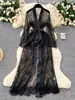 Ropa interior de encaje transparente sexy europea y americana transfronteriza, bata larga con cinturón, conjunto de dos piezas, bata de baño al por mayor
