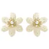 Brincos de grama de ráfia estilo novo de férias de verão cor dopamina brincos de flor tridimensional brincos de cruzamento europeus e americanos para mulheres